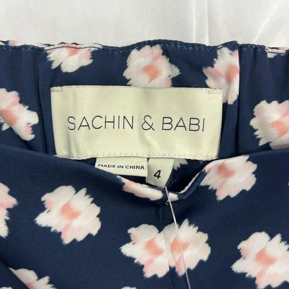 SACHIN & BABI NNWT LANA PANT Navy and Pink Pattern SZ 4 - Picture 7 of 11